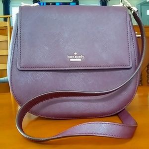KATE SPADE BURGUNDY SAFFIANO SADDLE BAG CROSSBODY